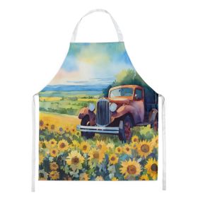 Kansas Sunflowers in Watercolor Apron Cooking Kitchen Server Baking Crafts Gardening for Adult Women Men, Unisex, Large, Multicolor